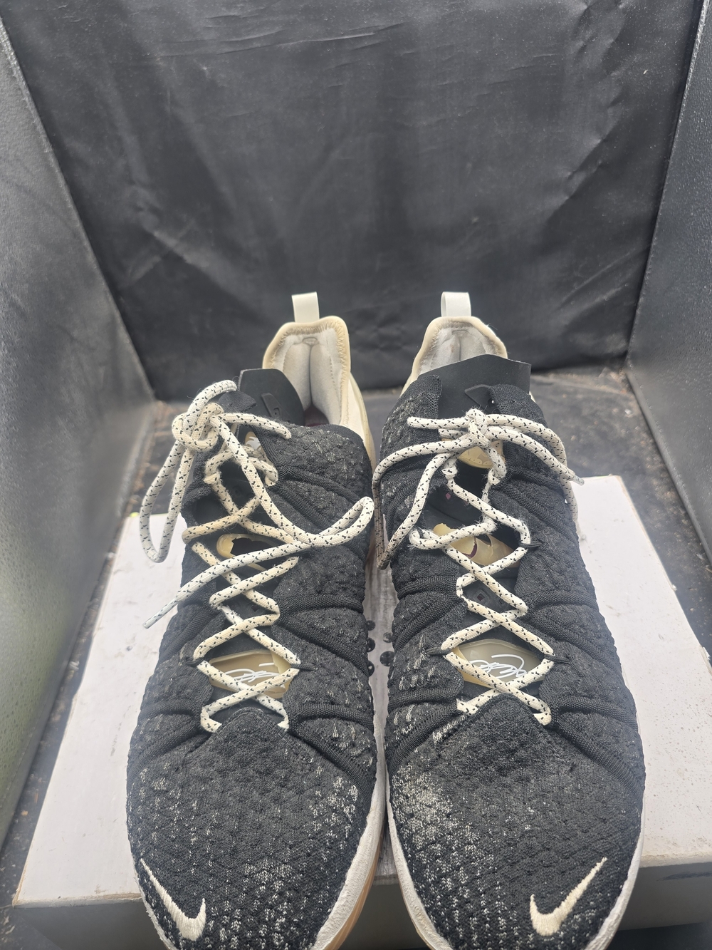 Nike Black Knit Athletic Sneakers with Cream Laces